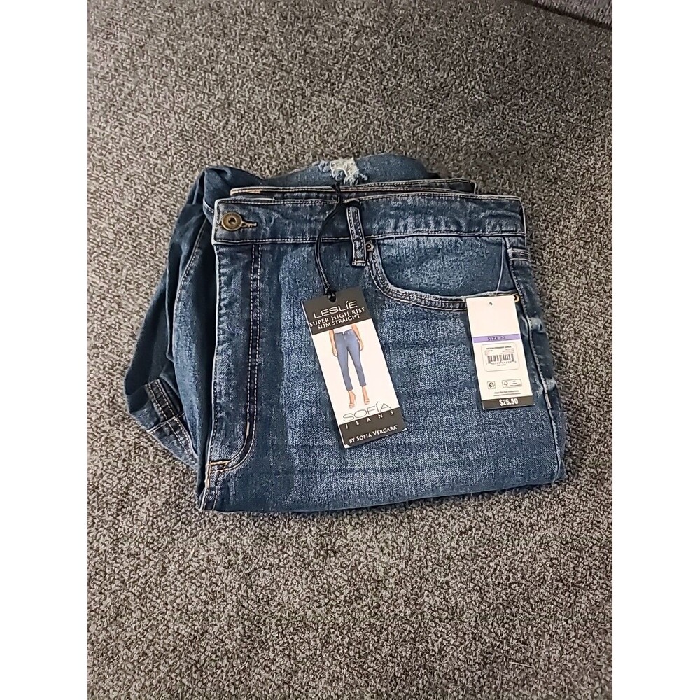 NWT Womens Sofia Vergara Leslie Super High Rise Slim Blue Jeans Size 20